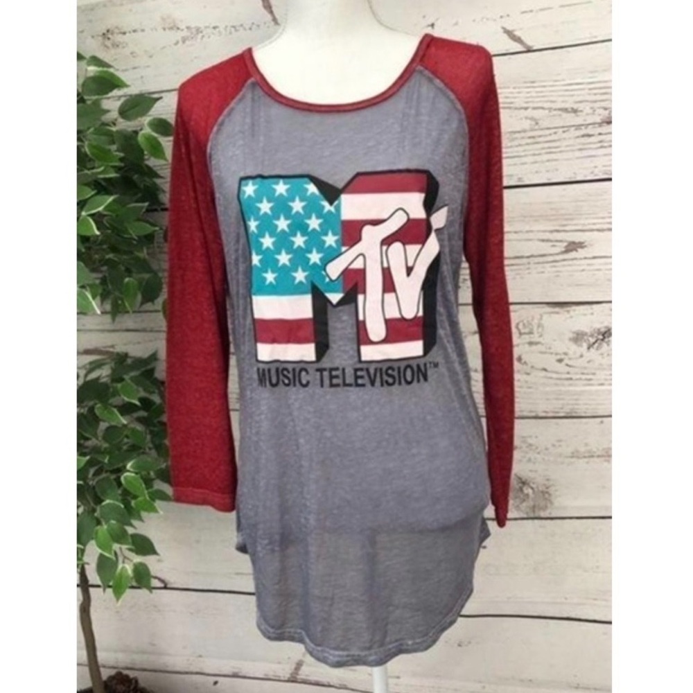 MTV Music Semi Sheer Graphic Long Sleeve T Shirt
